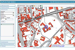 Abbildung des GeoPortals Geldern mit Darstellung einer Grundstückskarte