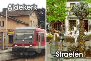 Foto: Bahnhof Aldekerk und Marktbrunnen in Straelen