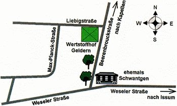 Grafik mit Anfahrtsskizze zum Wertstoffhof Geldern