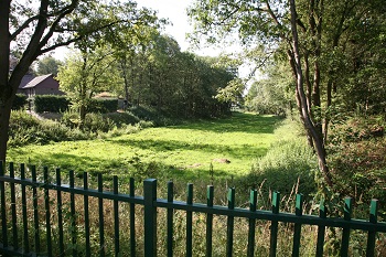 Tegenwordige toestand van de bedding van de Fossa in Lingsfort bij Arcen./ Gegenwärtiger Zustand des Flussbettes der Fossa in Lingsfort bei Arcen.  (Sammlung Gemeentearchief Venlo).