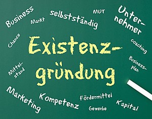 Tafel mit Aufschrift: Existenzgründung