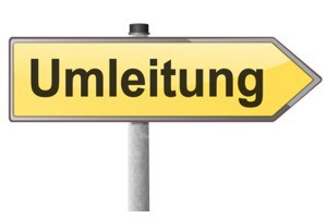Baustellenschild: Umleitung