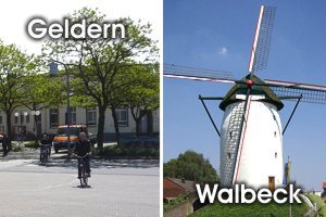 Foto: Bahnhof Geldern und Steprather Mühle in Walbeck