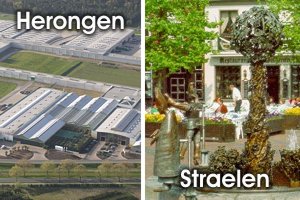 Foto: Luftbild der Pflanzenvermarktung in Herongen und Marktbrunnen in Straelen